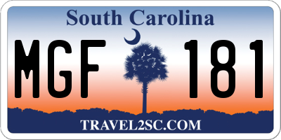 SC license plate MGF181