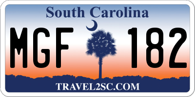 SC license plate MGF182