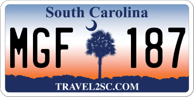 SC license plate MGF187