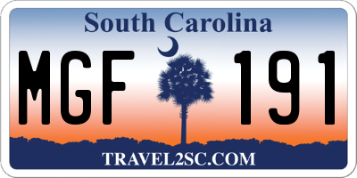 SC license plate MGF191
