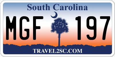 SC license plate MGF197