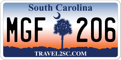 SC license plate MGF206