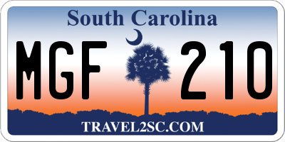 SC license plate MGF210