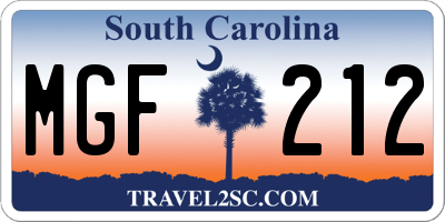 SC license plate MGF212