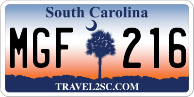 SC license plate MGF216