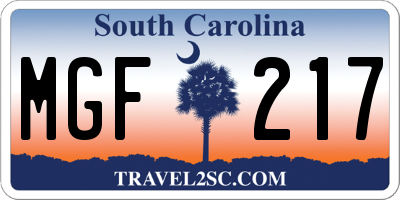 SC license plate MGF217