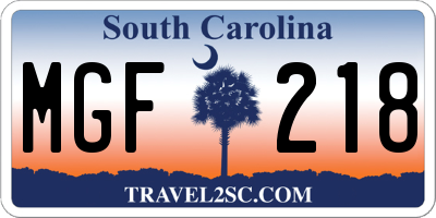 SC license plate MGF218