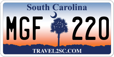 SC license plate MGF220