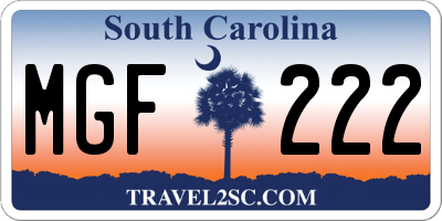SC license plate MGF222