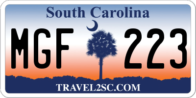 SC license plate MGF223