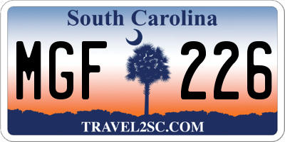 SC license plate MGF226
