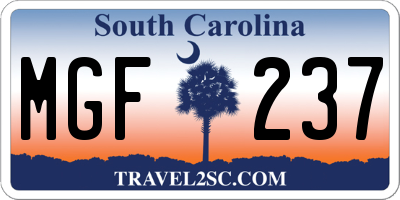 SC license plate MGF237