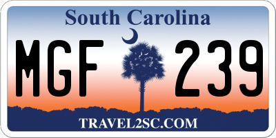 SC license plate MGF239