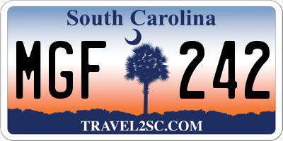SC license plate MGF242