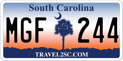 SC license plate MGF244