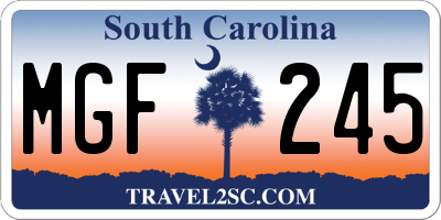 SC license plate MGF245