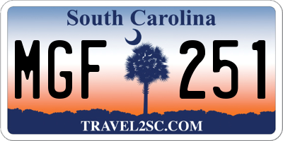 SC license plate MGF251
