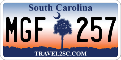 SC license plate MGF257