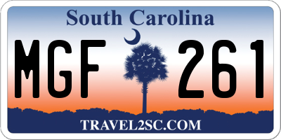 SC license plate MGF261
