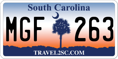 SC license plate MGF263