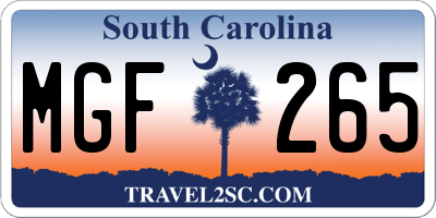 SC license plate MGF265