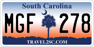 SC license plate MGF278