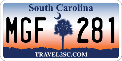 SC license plate MGF281