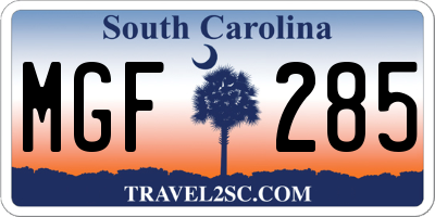 SC license plate MGF285