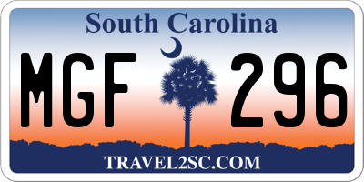 SC license plate MGF296