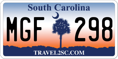 SC license plate MGF298