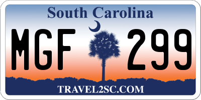 SC license plate MGF299