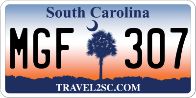 SC license plate MGF307