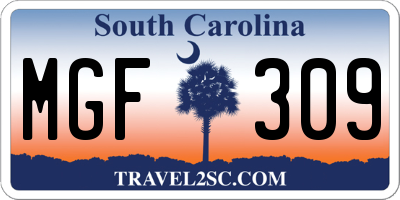 SC license plate MGF309
