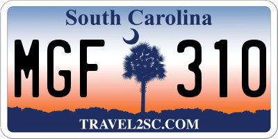SC license plate MGF310