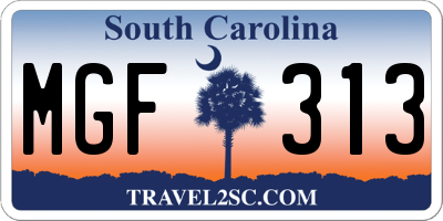 SC license plate MGF313