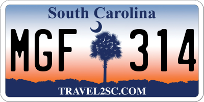 SC license plate MGF314