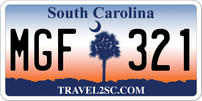 SC license plate MGF321