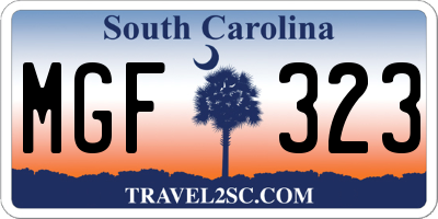 SC license plate MGF323