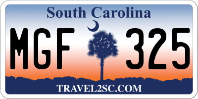 SC license plate MGF325