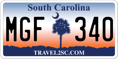 SC license plate MGF340
