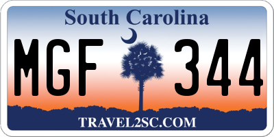 SC license plate MGF344