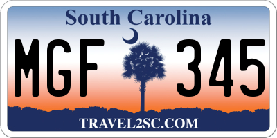 SC license plate MGF345