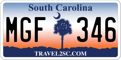 SC license plate MGF346