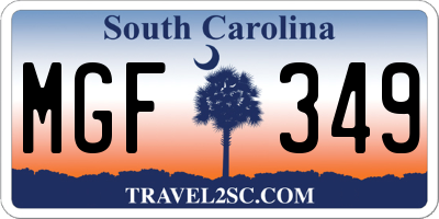 SC license plate MGF349