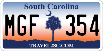 SC license plate MGF354