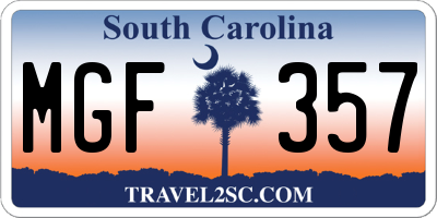 SC license plate MGF357