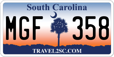 SC license plate MGF358