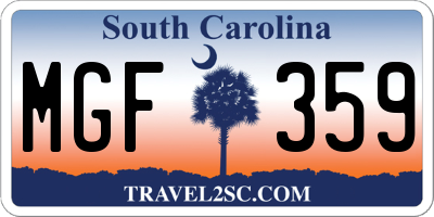 SC license plate MGF359