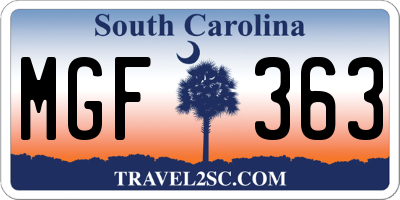 SC license plate MGF363