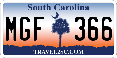 SC license plate MGF366